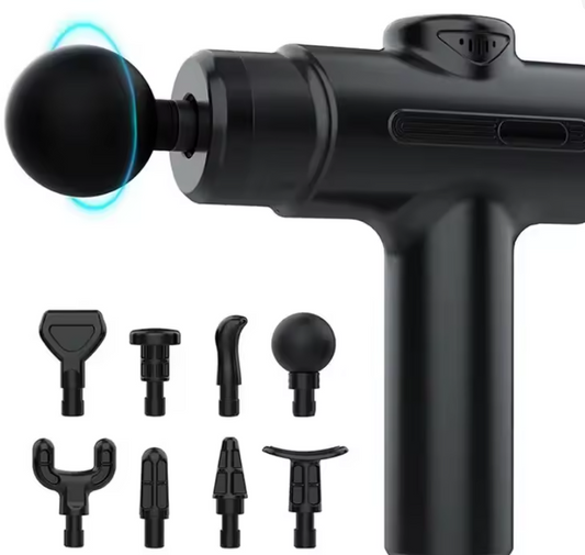 Pistola de Masaje Muscular Profesional con 8 Cabezales - Recargable